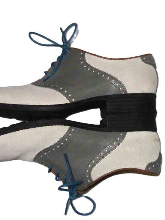 Cole Haan Saddle Oxfords Dress Shoes Gray White Nubuck + Leather Men\'s Size 9M